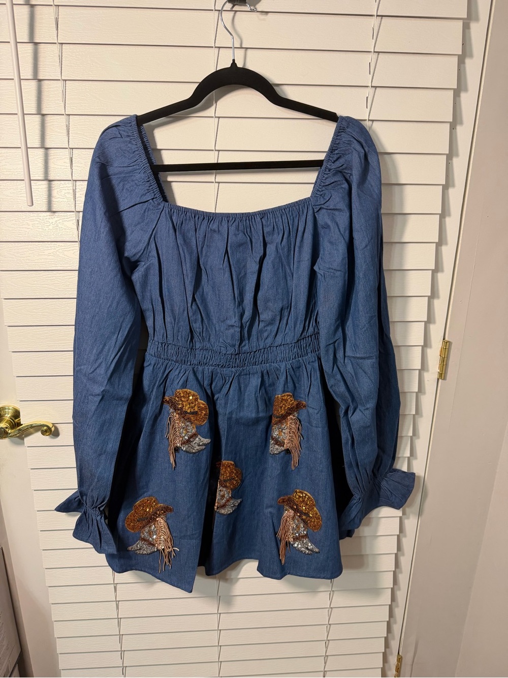 Fantastic Fawn Blue Long-Sleeve Embroidered Dress